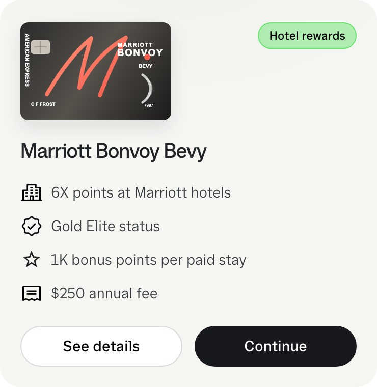 Marriott Bonvoy Bevy offer tile focused on hotel rewards
