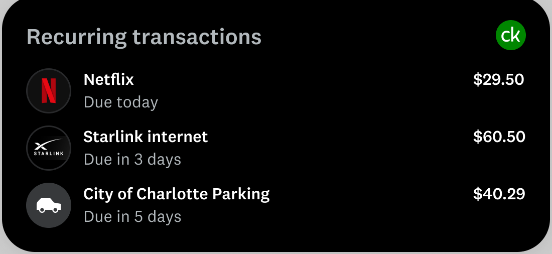 Recurring transactions